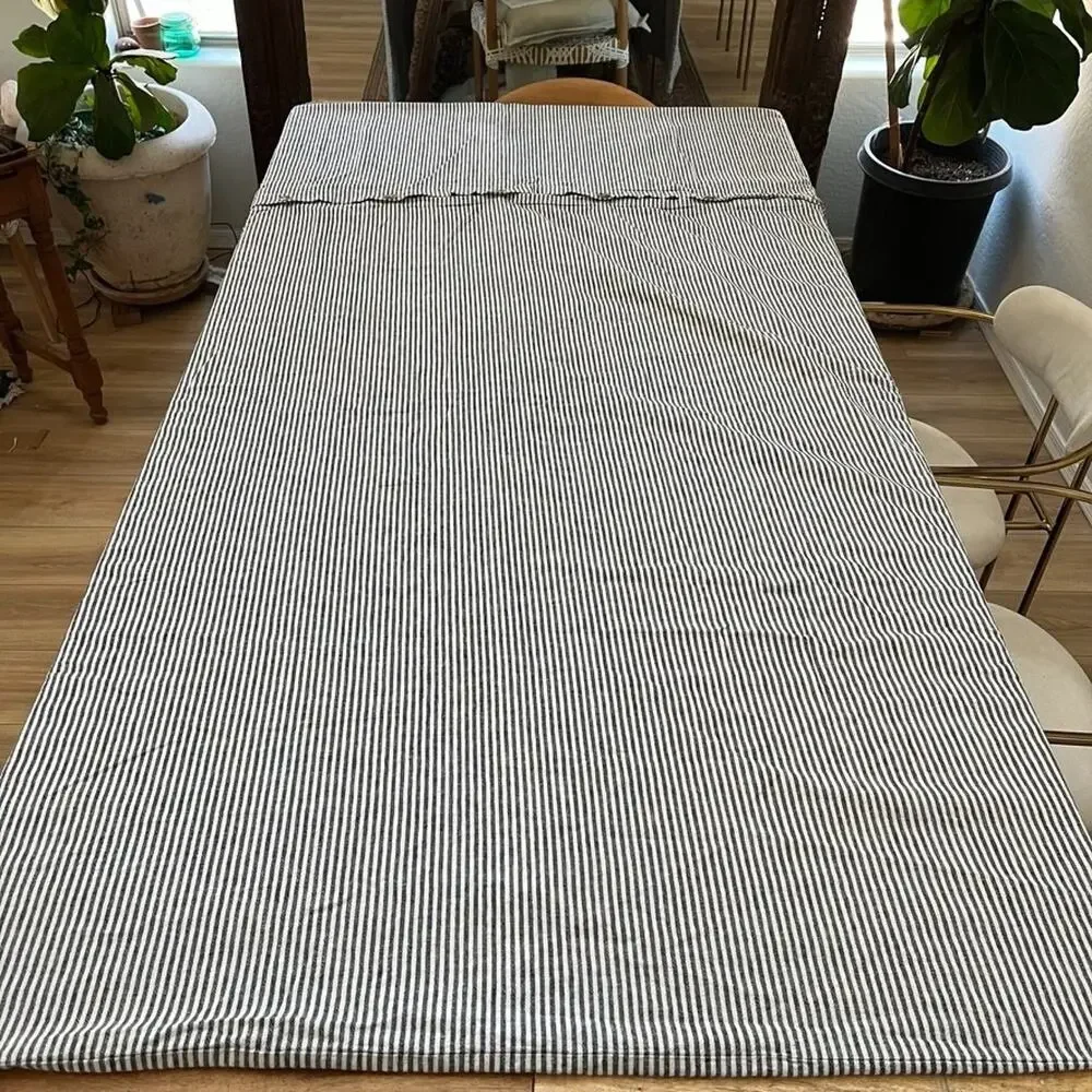 Pottery Barn Wheaton Striped Linen Cotton King Duvet Cover Chambray